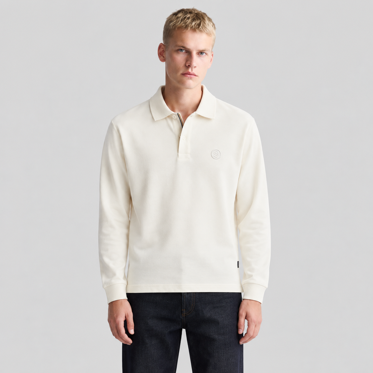 BOSS Long-Sleeve Polo Shirt With Double B Monogram