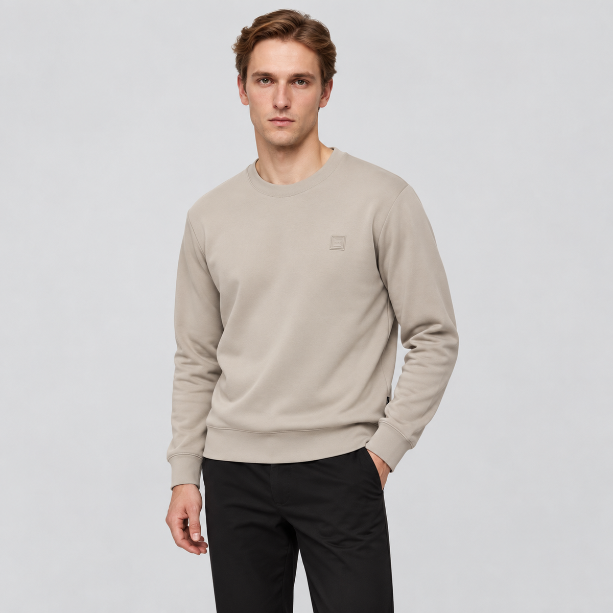 BOSS Crew-Neck Sweatshirt With Logo Badge