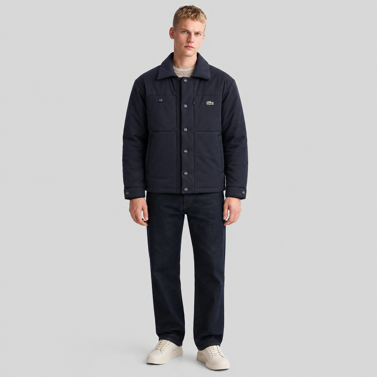 Lacoste Padded Overshirt Jacket With Snap Buttons