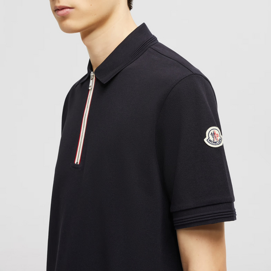 Moncler Zip Placket Trim Polo T-Shirt