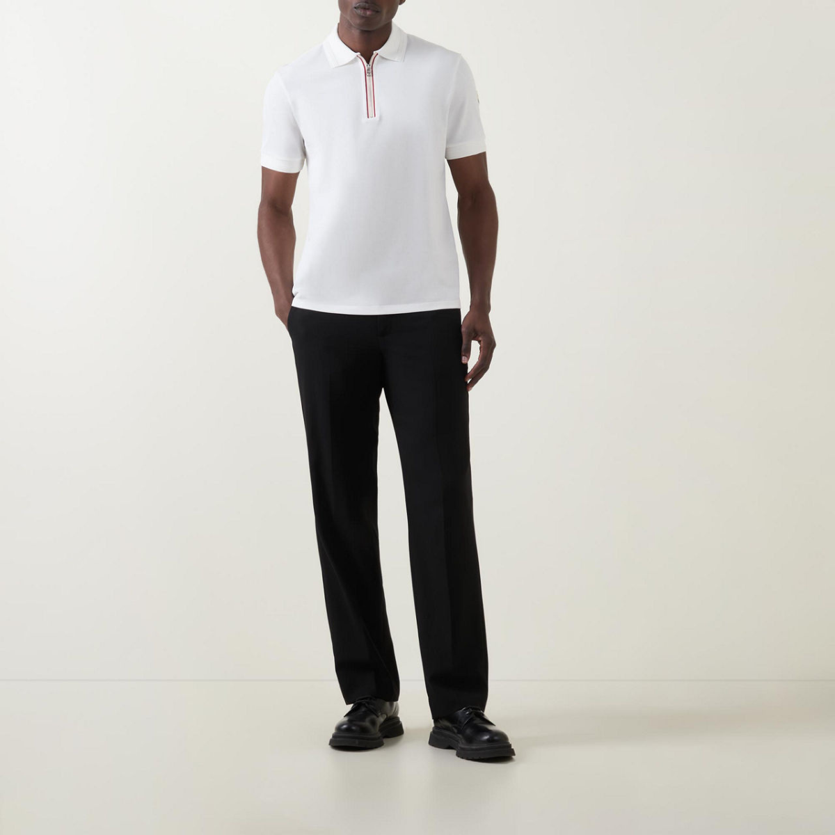 Moncler Zip Placket Trim Polo T-Shirt