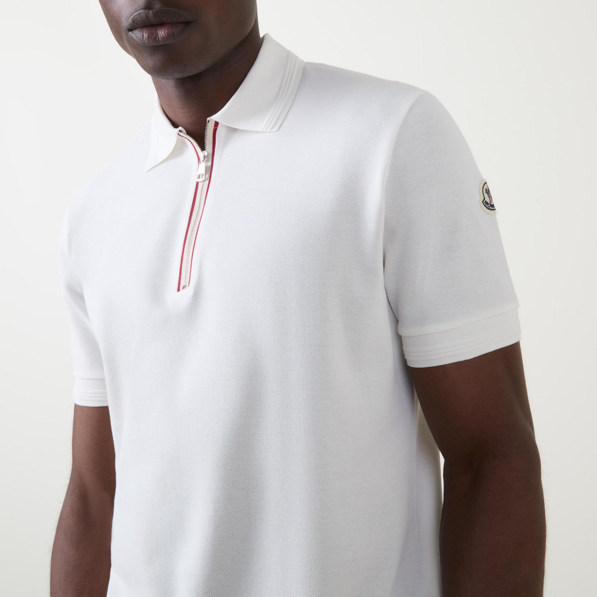 Moncler Zip Placket Trim Polo T-Shirt