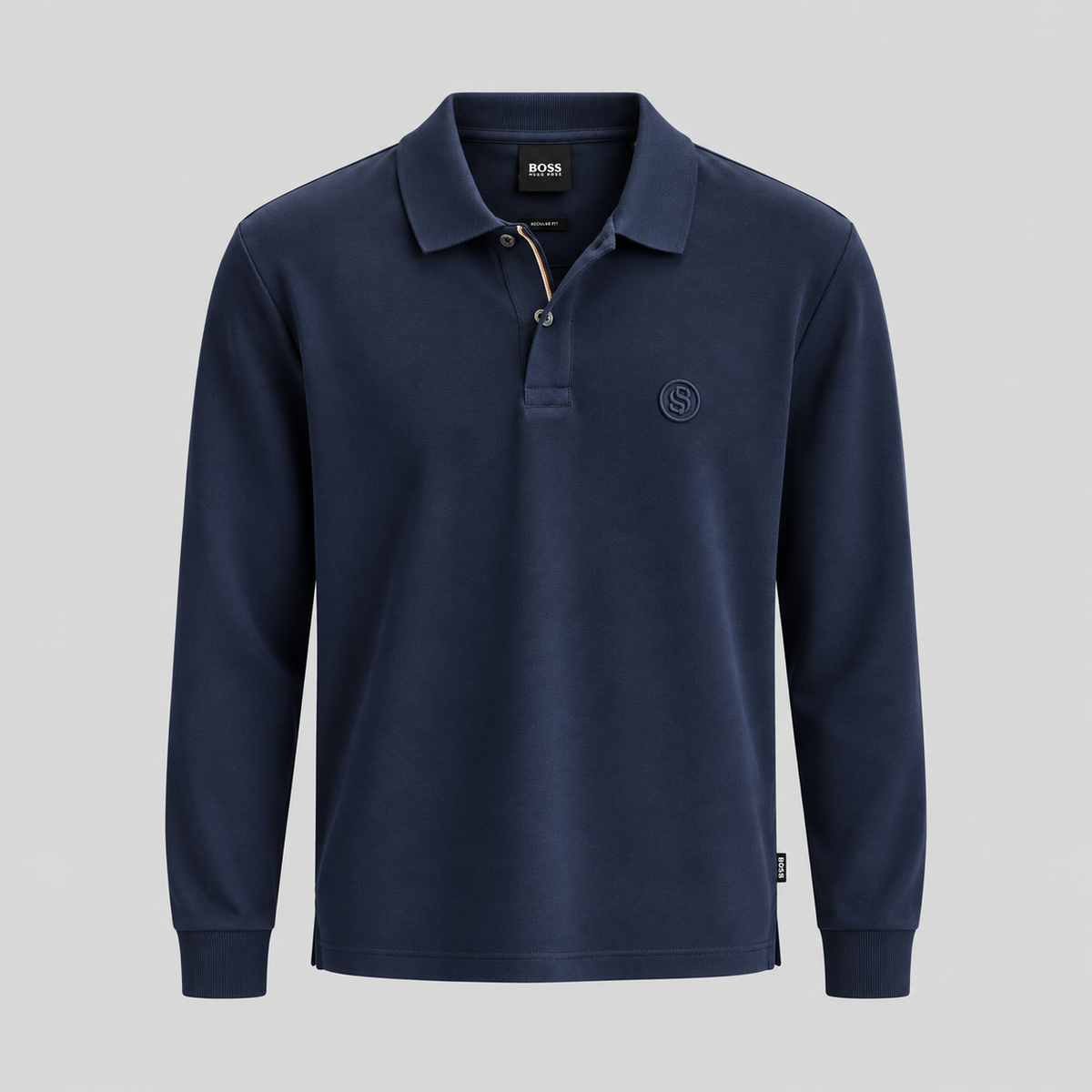 BOSS Long-Sleeve Polo Shirt With Double B Monogram