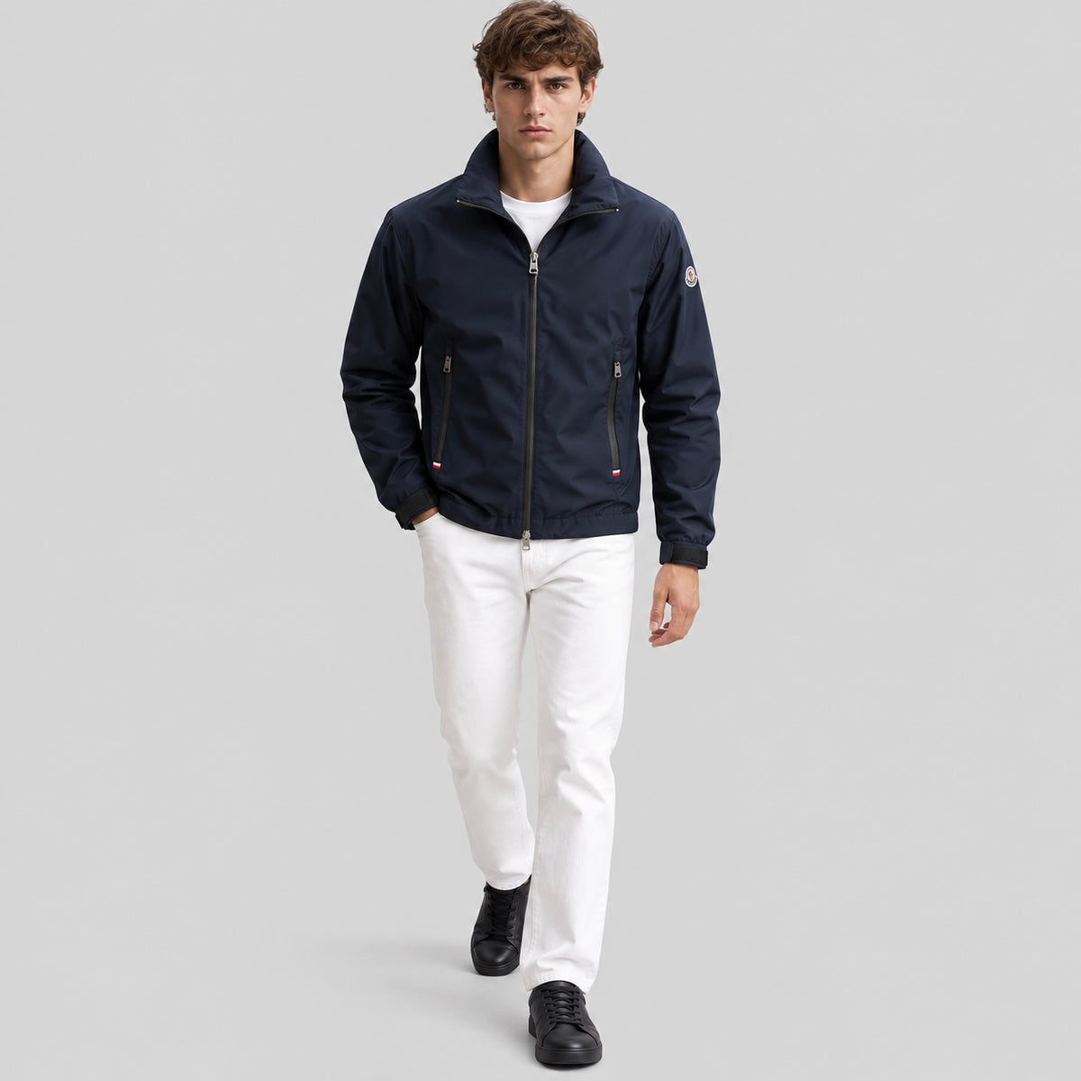 Moncler Lightweight Zip Jacket With Sleeve Patch