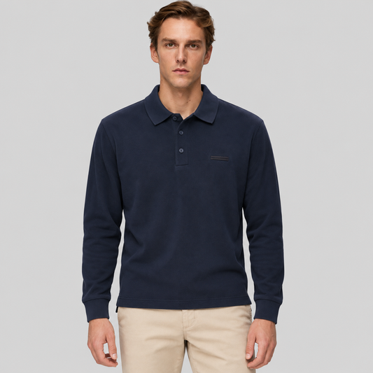 ZEGNA Long-Sleeve Cotton Polo Shirt