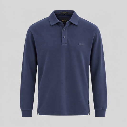BOSS Long-Sleeve Polo Shirt With Tonal Logo