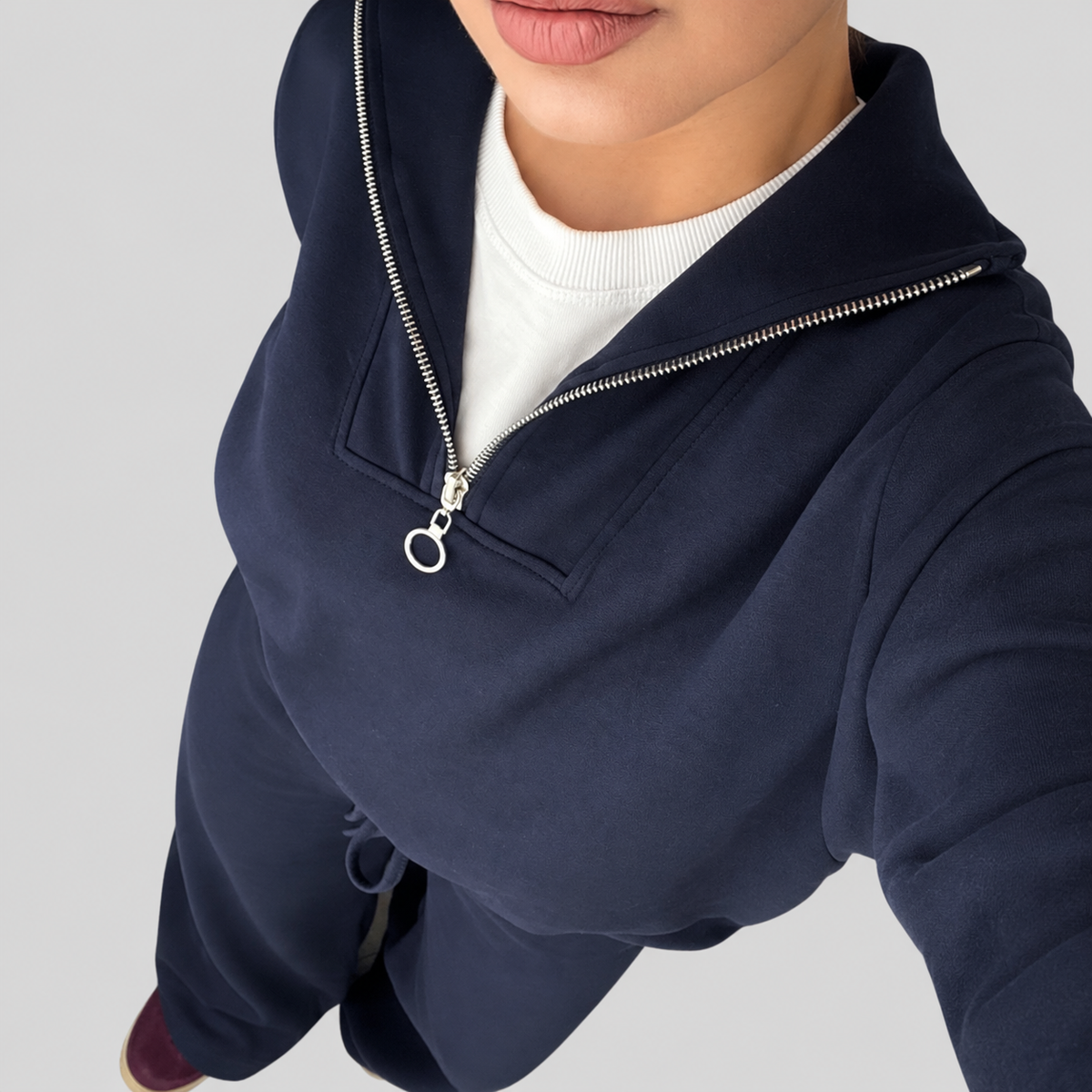 Half-Zip Sweatshirt And Wide-Leg Pants Set