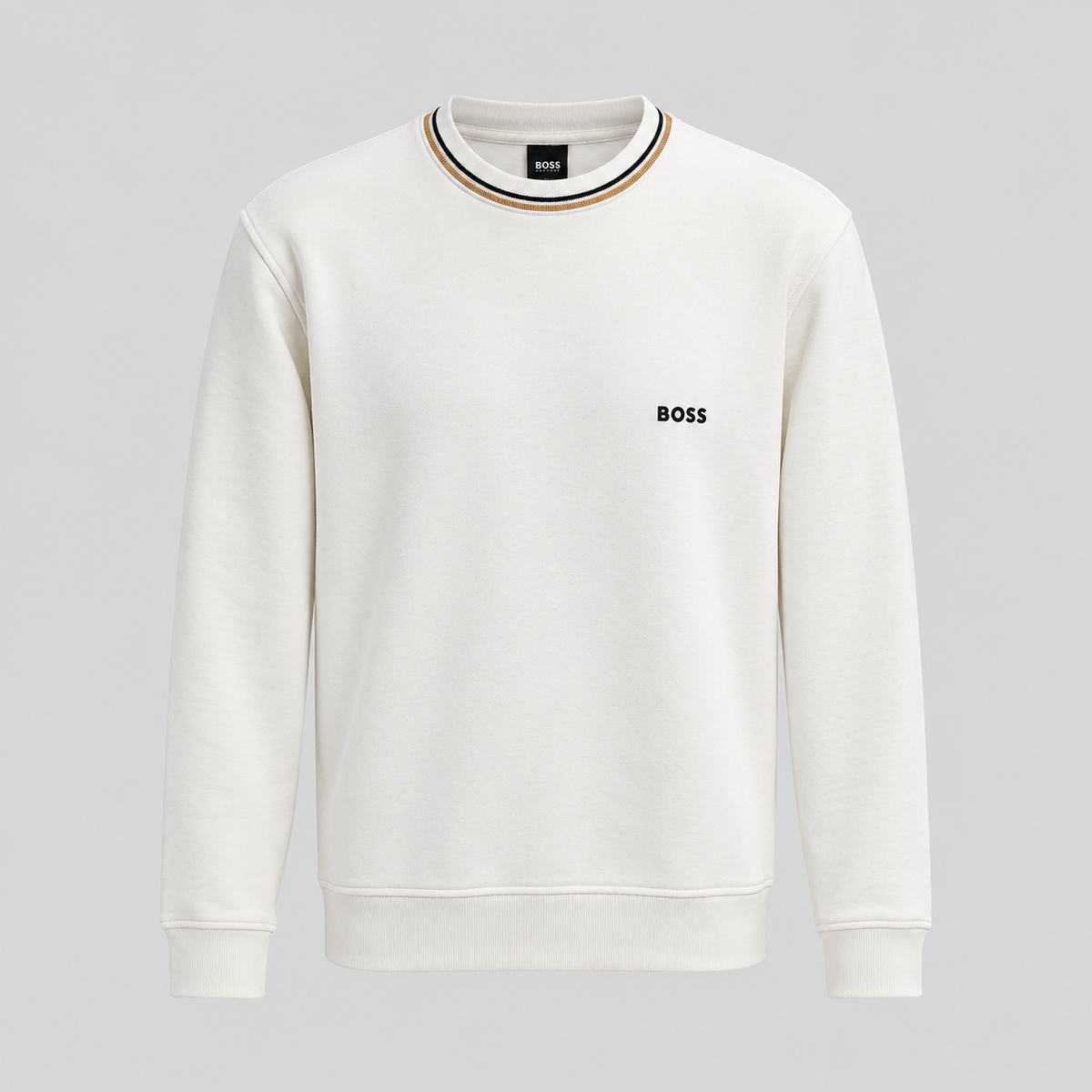 BOSS Striped-Collar Crew-Neck Sweatshirt