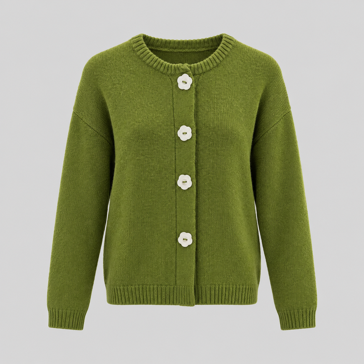Knit Cardigan With Flower Buttons