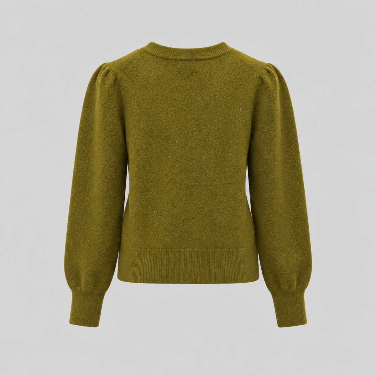 Button-Front Knit Cardigan With Puff Sleeves