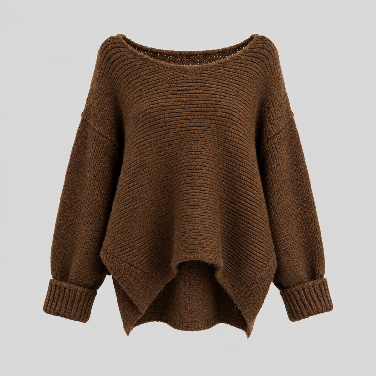 Wool Oversized Boat-Neck Knit Sweater