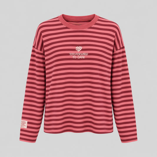 Striped Cotton Sweater With Embroidered Heart