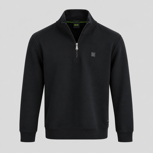 BOSS Zip-Neck Sweatshirt With Logo Badge