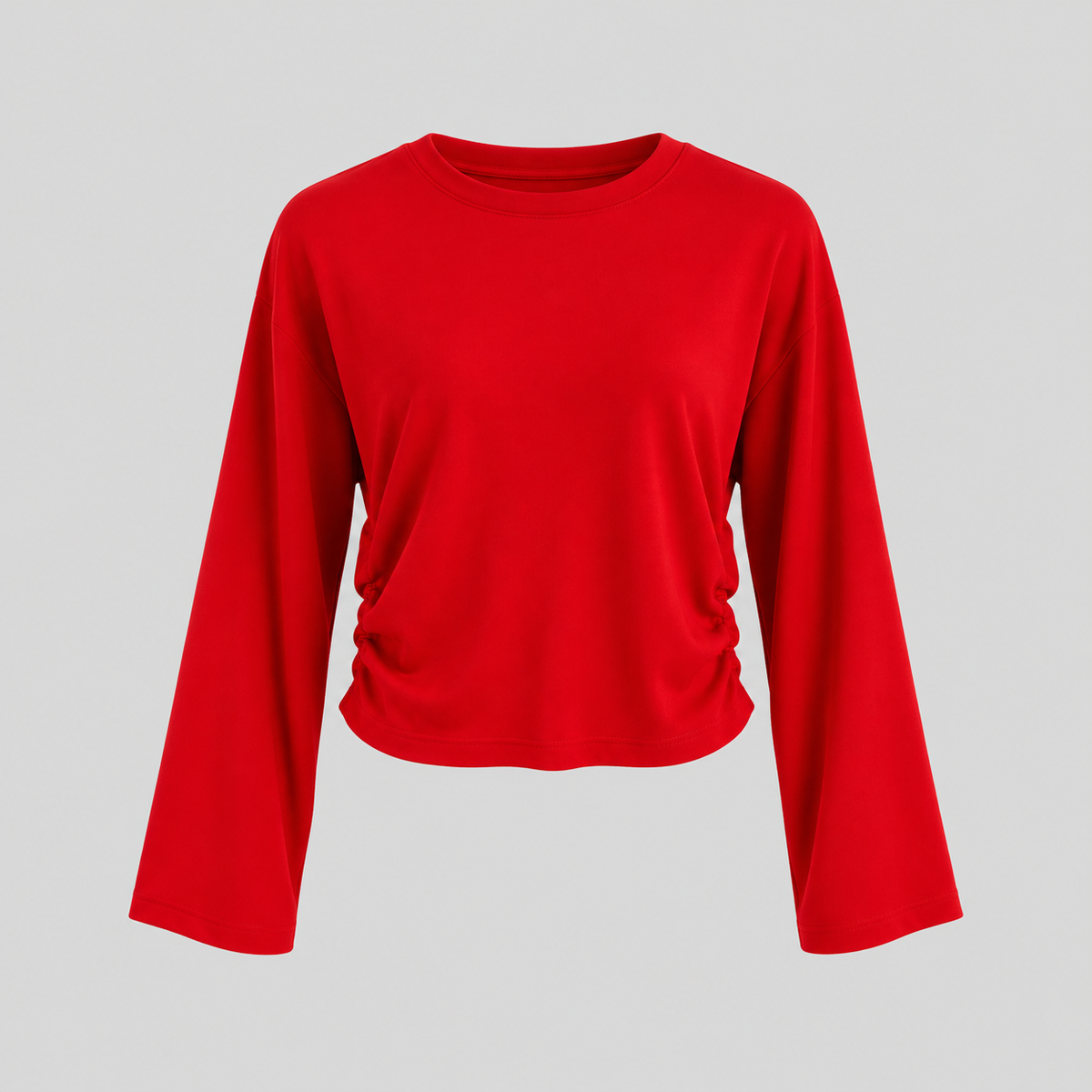 Red Cropped Sweater With Side Cutouts