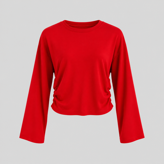 Red Cropped Sweater With Side Cutouts