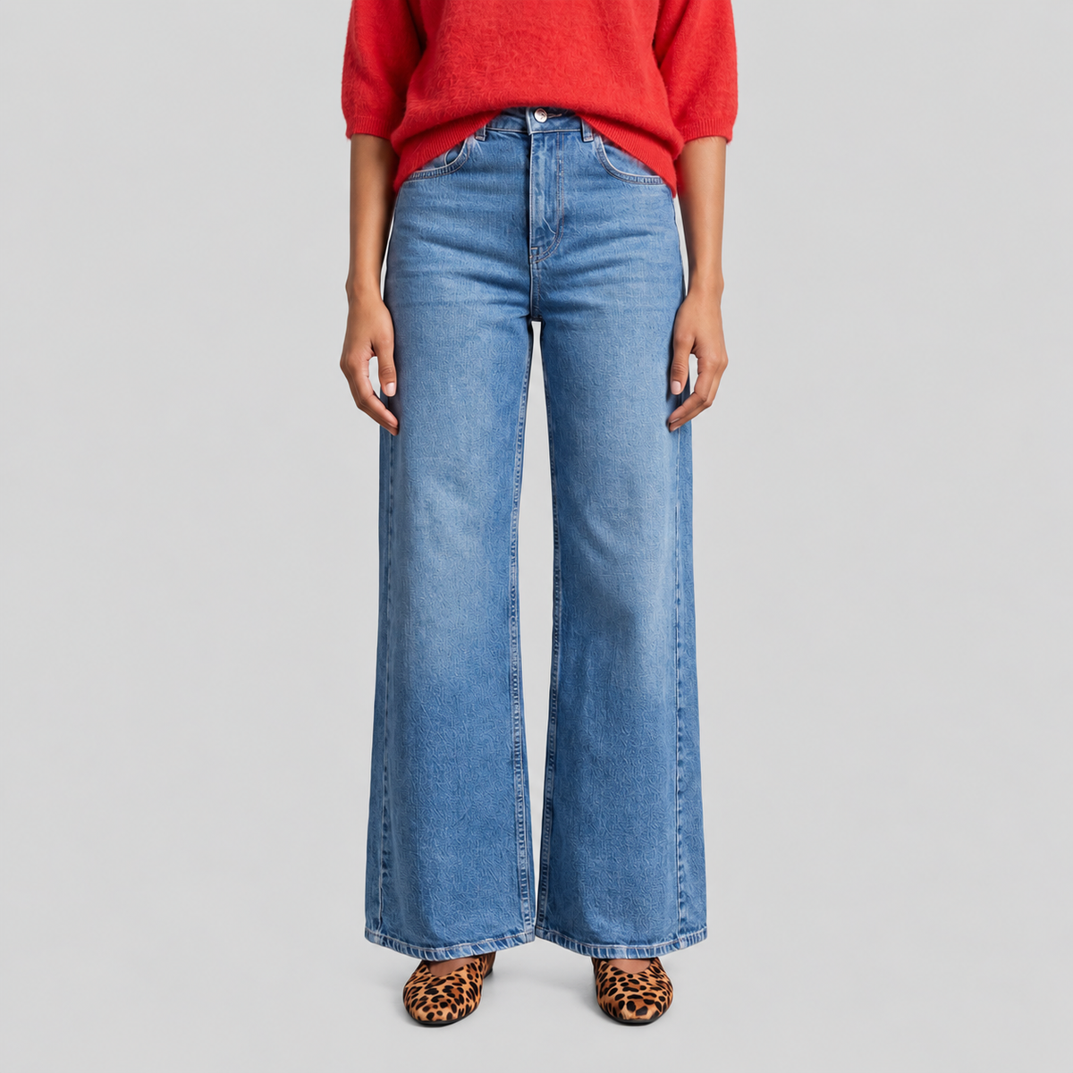 High-Waist Stretch Wide-Leg Jeans