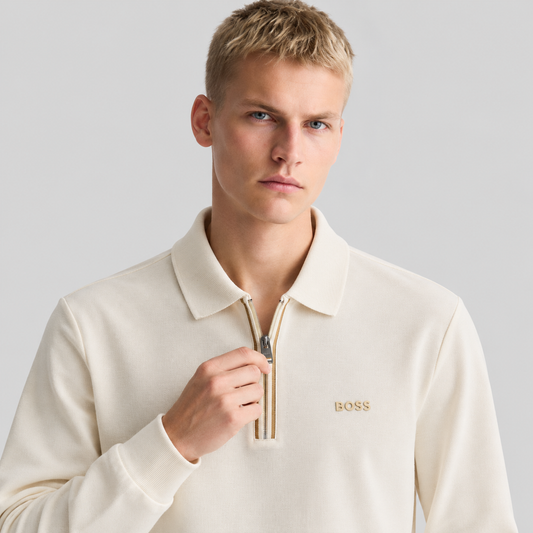 BOSS Half-Zip Long-Sleeve Polo Shirt