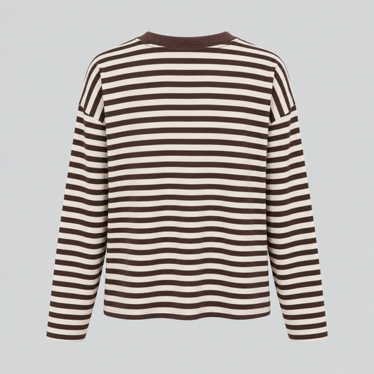 Striped Cotton Sweater With Embroidered Heart