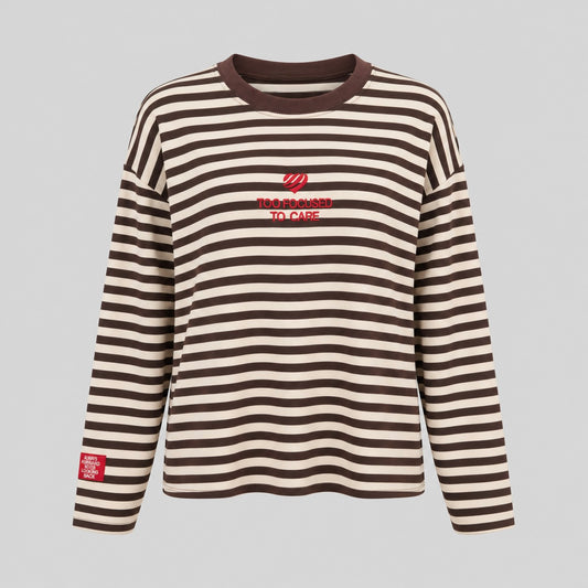 Striped Cotton Sweater With Embroidered Heart