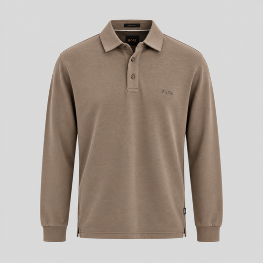 BOSS Long-Sleeve Polo Shirt With Tonal Logo