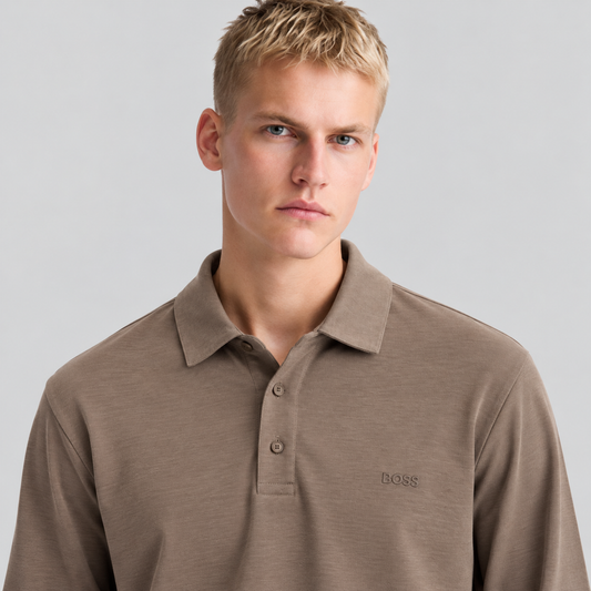 BOSS Long-Sleeve Polo Shirt With Tonal Logo