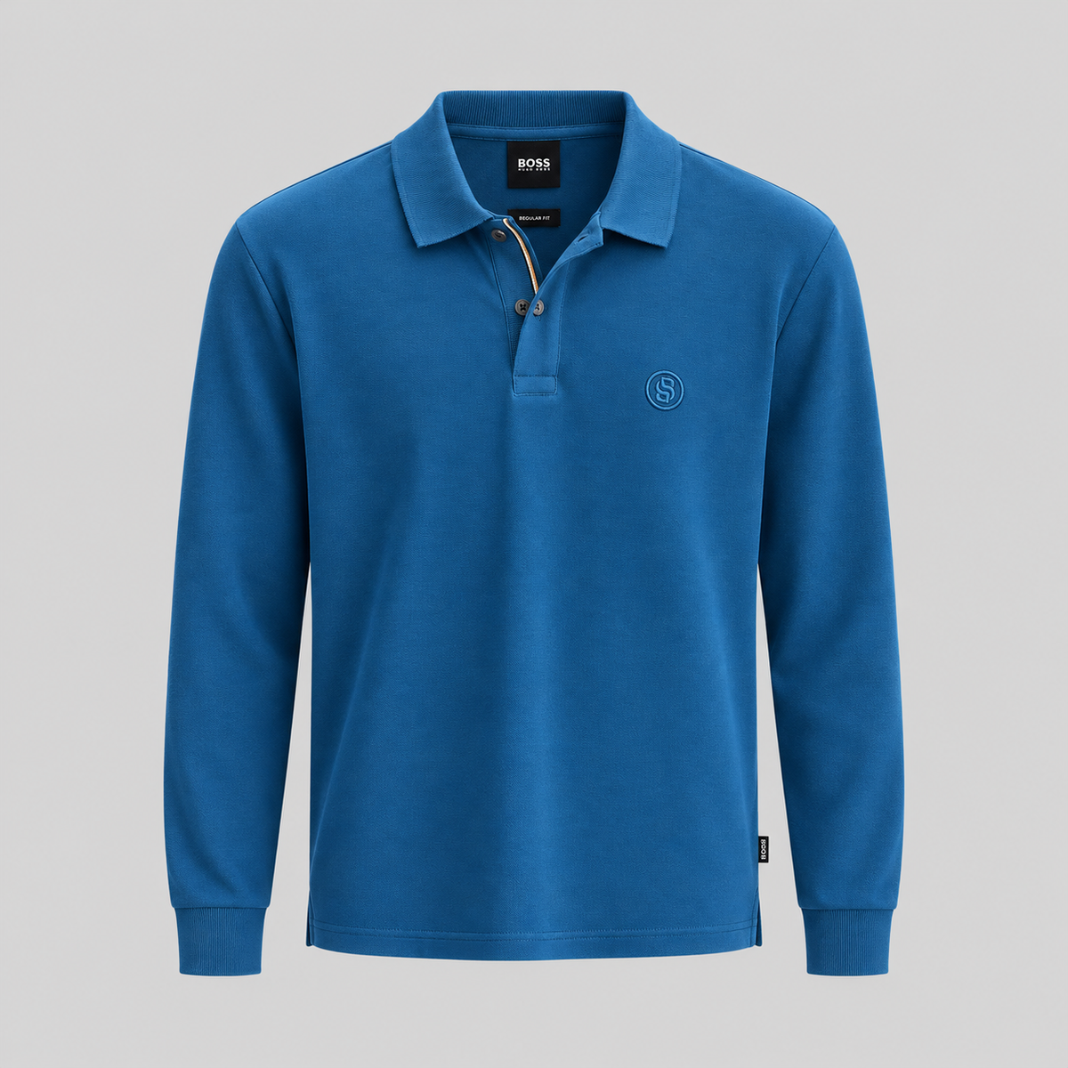 BOSS Long-Sleeve Polo Shirt With Double B Monogram