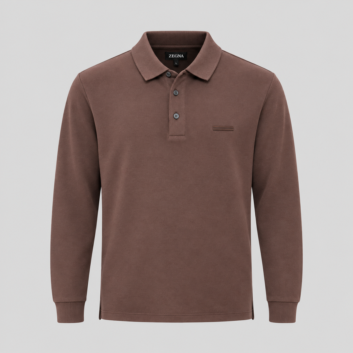 ZEGNA Long-Sleeve Cotton Polo Shirt