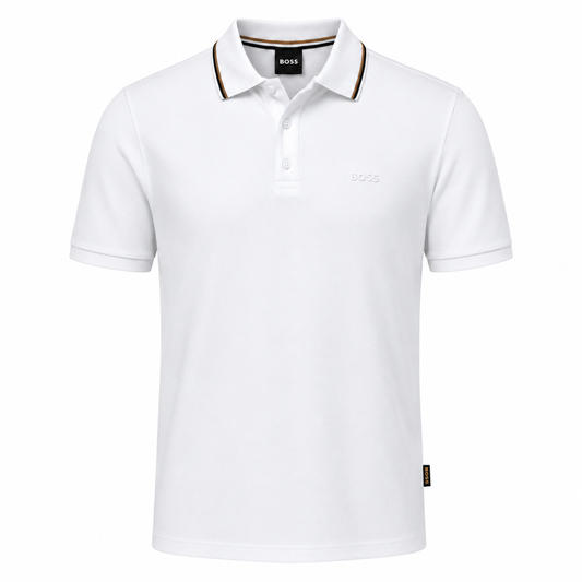 BOSS Polo-Shirt In Soft Cotton With Striped Collar